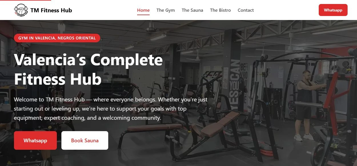 Screenshot of the TM Fitness Hub website.