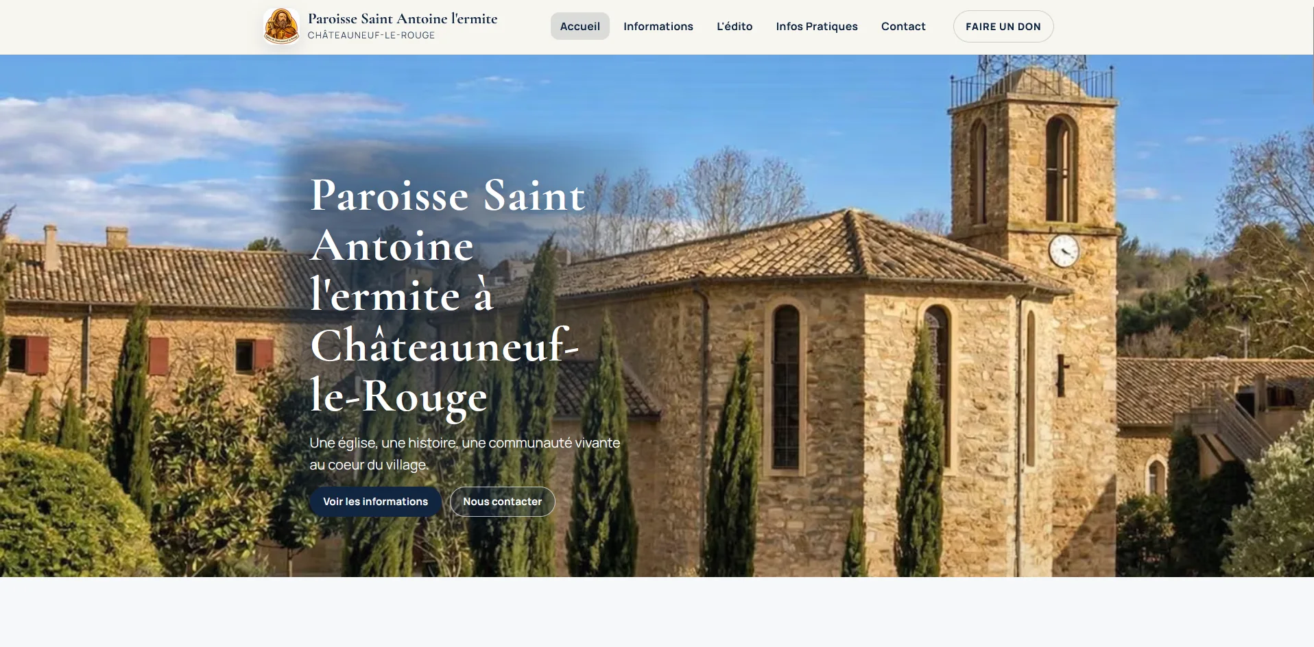 Captura desktop de la pagina de inicio Paroisse Saint Antoine l'ermite